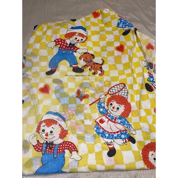 Vintage Raggedy Ann & Andy Twin Fitted Sheet & 2 Standard Pillow Cases - Picture 5 of 7